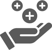 Positive symbols above an open hand